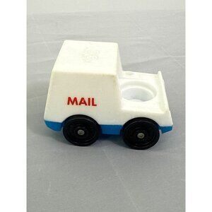Vintage Fisher Price Little People Blue White Mail Delivery Truck Vehicle